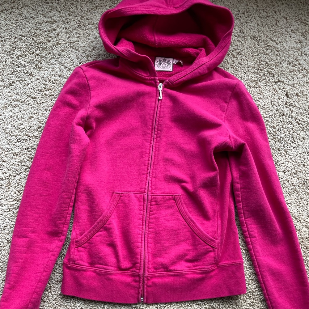 Juicy Couture Zip Up Hoodie, Pink, Size Medium